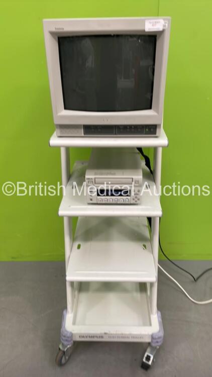 Olympus TC-C1 Clinical Trolley with 1 x Sony Trinitron Monitor and 1 x Sony DVD Recorder 1000MD (All Power Up)