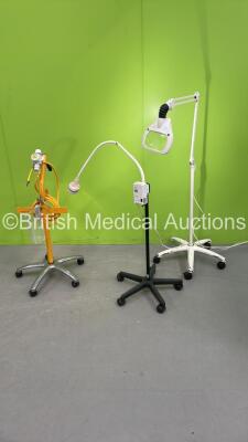 Mixed Lot Including 1 x Luxo Examination Light, 1 x Heine 5000 Examination Light - Faulty Arm (Both Power Up) and 1 x Suction Stand