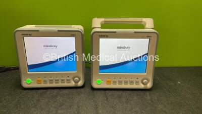 2 x Mindray iPM8 Patient Monitors Including ECG, SpO2, NIBP, T1 and T2 Options (Both Power Up with Cracked Casing, 1 with Missing Side Cover-See Photo)