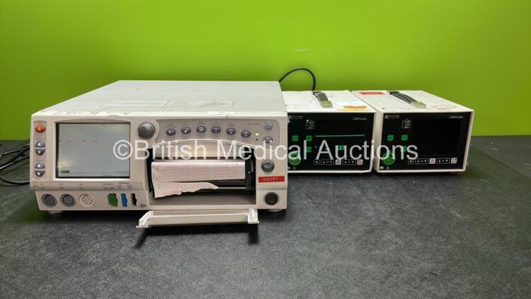 Mixed Lot Including 1 x GE 250cx Series Fetal Monitor (Powers Up with Cracked Casing and Damaged Printer Cover-See Photos) 2 x Huntleigh Life Pulse Patient Monitors (1 Powers Up, 1 No Power)