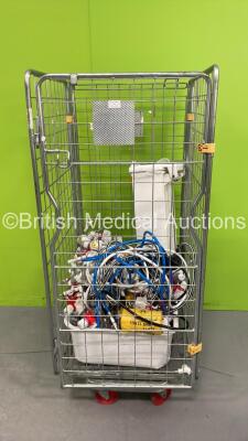 Job Lot Including Various Valves/Regulators, Hoses and Bin in Cage (Not Included)