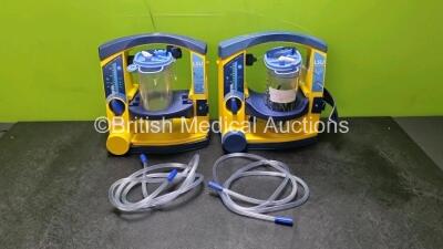 2 x Laerdal LSU Suction Units (Both Power up 1 x with Damage to Csing - See Photo) with 2 x Suction Cups and 2 x Hoses