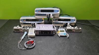 Mixed Lot Including 2 x CME Medical T34 Ambulatory Syringe Pumps (All Power Up when Tested with Stock Batteries-Batteries Not Included) 1 x Nellcor N-560 Pulse Oximeter (Powers Up) 2 x Carefusion Alaris Plus GH Syringe Pumps (1 x No Power) 1 x Cardinal He