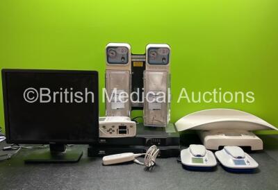 Mixed Lot Including 1 x Dell LCD Monitor (Powers Up) 1 x Masimo Set Rad 8 Signal Extraction Pulse Oximeter (Powers Up) 1 x Ranger Blood Fluid Warming Unit, 2 x Medtronic My Care Link Patient Monitors with 2 x AC Power Supplies (Both Power Up) 1 x Seca Wei