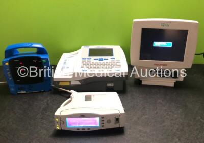 Job Lot Including 1 x Burdick Atria 6100 ECG Machine (Untested Due to No Power Supply) 1 x GE Dinamap ProCare Monitor (Powers Up) 1 x Masimo Radical Signal Extraction Pulse Oximeter with Docking Station (Powers Up) and 1 x MedRad Veris MRI Monitor (Powers