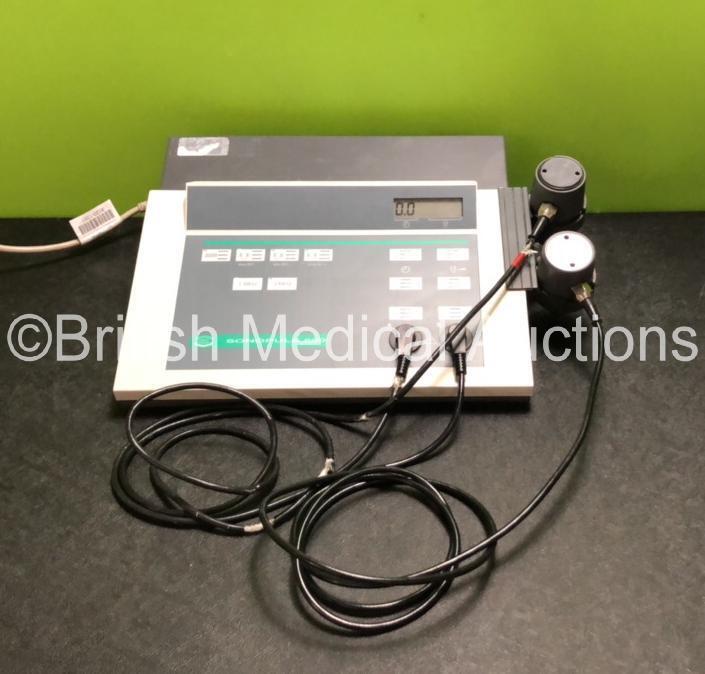 Enraf Nonius Sonopuls 590 Interferential Physio Electrotherapy Unit with 2 x Probes / Transducers (Powers Up, 1 x Damaged Probe Cable / Casing - See Photos)