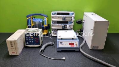 Mixed Lot Including 1 x LSU Laerdal Suction Unit with 1 x Suction Cup (Powers Up) 3 x Carefusion Alaris GH Syringe Pump (1 x No Power) 1 x Stuart Mini Orbital Shaker (Powers Up) 1 x Criticare Comfort Cuff 506N3 Series Patient Monitor, 1 x APC CS-500 Power