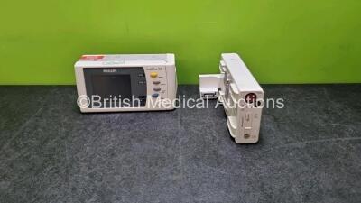 Job Lot Including 1 x Philips IntelliVue X2 Handheld Patient Monitor Including ECG, Sp02, NBP, Temp and Press Options (Powers Up Slight Damage to Casing - See Photo) and 1 x Philips Philips M3015A Opt C06 Microstream CO2 Module Including CO2, Press and T