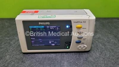 Job Lot Including 1 x Philips IntelliVue X2 Handheld Patient Monitor Including ECG, Sp02, NBP, Temp and Press Options (Powers Up Slight Damage to Casing - See Photo) and 1 x Philips Philips M3015A Opt C06 Microstream CO2 Module Including CO2, Press and T - 7