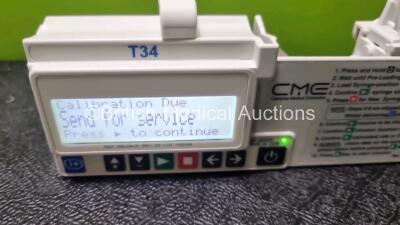 5 x CME Medical T34 Ambulatory Syringe Pumps (All Power Up when Tested with Stock Batteries-Batteries Not Included) *SN S27670 / S27354 / S27708 / S00404607 / S27665* - 4