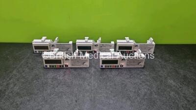 5 x CME Medical T34 Ambulatory Syringe Pumps (All Power Up when Tested with Stock Batteries-Batteries Not Included 1 x with Missing Battery Cover) *SN S27629 / 21931 / S27711 / S27022 / S27635*