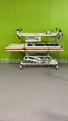 2 x Huntleigh Electric Patient Examination Couches with Controllers (Both Power Up) *S/N 06972*