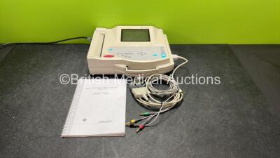 GE MAC 1200 ST ECG Machine with 10 Lead ECG Lead and Operation Manual (Powers Up)