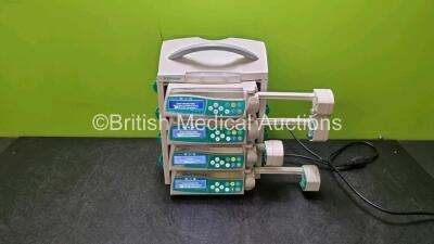 4 x B Braun Perfusor Space Syringe Pumps with 1 x B.Braun Space Docking Station (All Power Up) *SN 96794 / 272425 / 272351 / 97524*