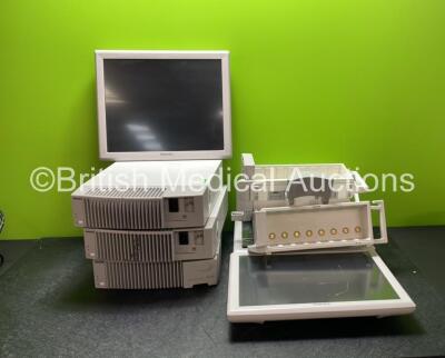 Job Lot Including 3 x Philips M8010A Modules (All Power Up) 3 x Philips 19 Inch LCD Monitors (All Untested Due to Missing Power Supplies) 3 x Philips M8048A Module Racks *SN L11C018459, L11C018460, L11C018472, DE44003192, DE44003122, DE44003017