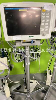 5 x Drager Infinity Delta XL Patient Monitors on Stands with 6 x Power Supplies and Selection of Leads (All Power Up) - 3