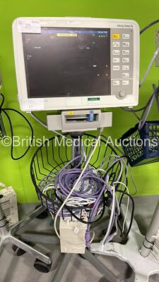 5 x Drager Infinity Delta XL Patient Monitors on Stands with 6 x Power Supplies and Selection of Leads (All Power Up) - 5