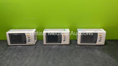 3 x Philips IntelliVue X2 Handheld Patient Monitors Including ECG, SpO2, NBP, Press and Temp Options (All Power Up, Batteries Not Included) *SN DE506H9437, DE03794260, DE315C6565*