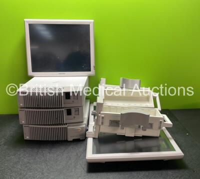 Job Lot Including 3 x Philips M8010A Modules (All Power Up) 3 x Philips 19 Inch LCD Monitors (All Untested Due to Missing Power Supplies) 3 x Philips M8048A Module Racks *SN A13C023572, A13C023547, A13C023536, DE444003190, DE44003183, DE44003189*