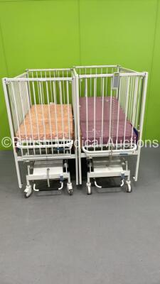 2 x Huntleigh Electric Infant Cots with Mattress and 1 x Controller (1 x Powers Up)