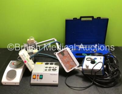 Mixed Lot Including 2 x Natus neoBLUE mini LED Phototherapy Lights, 1 x Summit Medical H550 Vacuum Pump, 1 x Baxter Fibrinotherm Unit, 1 x Baxter EasySpray Unit and 1 x Calibration Set