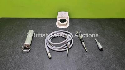 Mixed Lot Including 1 x 3M U100 Micro Driver Handpiece, 1 x Stryker REF 4128-130 Battery Holder, 1 x Stryker 233-050-090 Flexible Light Pipe, 1 x W&H S-11 Drill Attachment and 1 x Bard Biopty Attachment