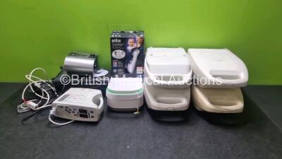 Mixed Lot Including 4 x Philips Respironics Ventilators, 1 x Philips Respironics InnoSpire Deluxe Nebulizers, 1 x Masimo Rad-8 Signal Extraction Pulse Oximeter 2 x Braun ThermoScan 7 Ear Thermometers, 1 x ResMed S9 Autoset CPAP Unit, 1 x Welch Allyn Spot 