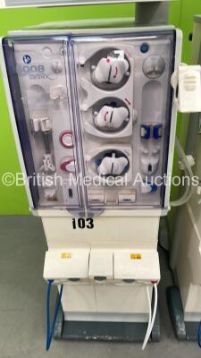 2 x Fresenius Medical Care 5008 CorDiax Dialysis Machines Software Version V4.50 - Running Hours 24274 / 24162 with Hoses (Both Power Up with BTM Errors) - 4