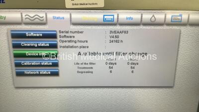 2 x Fresenius Medical Care 5008 CorDiax Dialysis Machines Software Version V4.50 - Running Hours 24274 / 24162 with Hoses (Both Power Up with BTM Errors) - 6