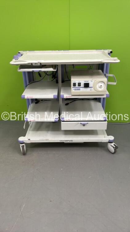 Olympus Double Strack Trolley with Eschmann Smoke Evacuation Unit (Powers Up)