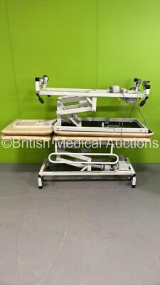 2 x Huntleigh Electric Patient Examination Couches with Controllers (Both Power Up) *S/N 09679 / 09685*