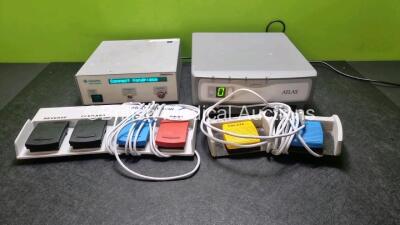 Mixed Lot Including 1 x Linvatec Hall Surgery PowerPro Unit, 1 x Arthrocare Atlas System Controller with 1 x Arthrocare Footswitch (Both Power Up) and 1 x Steute Medical Vision Ref 0170102 Footswitch