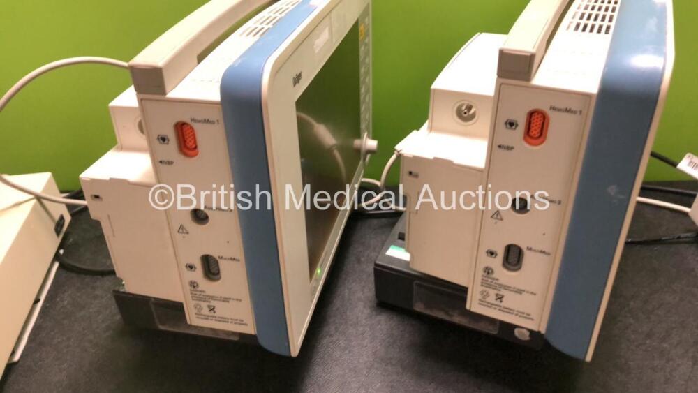 2 x Drager Infinity Delta Patient Monitors with HemoMed 1, Aux/Hemo 3 ...