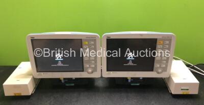 2 x Drager Infinity Delta XL Patient Monitors with HemoMed 1, Aux/Hemo 2, Aux/Hemo 3, NBP and MultiMed Options, 2 x Siemens Docking Stations and 2 x AC Power Supplies (Both Power Up)