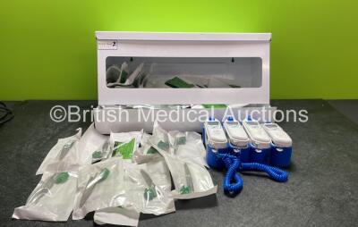 Mixed Lot Including 1 x Bristol Maid Cabinet, 4 x Covidien Genius 3 Thermometers and Base Unit and Large Quantity of Laryngoscope Blades