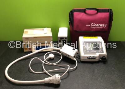 Mixed Lot Including 1 x Sonicaid Team Duo Fetal Monitor (Damage to Casing - See Photos) 1 x APC Battery Backup, 1 x B & D Electromedical Nippy Clearway Cough Assistor Unit (Powers Up) in Carry Bag and 1 x Heine HL 1200 Light (Powers Up) *RI*