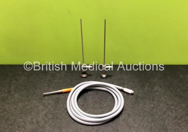 2 x Karl Storz 7230AA 0 Degree Arthroscopes with 1 x Light Guide Cable - Engineer's Report 1: Optical System - No Image, Insertion Tube - No Fault Found, Light Transmission - No Fault Found - - Engineer's Report 2 : Optical System - Poor Image, Insertion