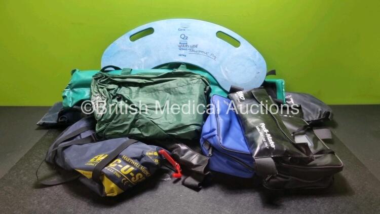 Job Lot of Ambulance Bags and 1 x Careflex Motility Board and 1 x Ferno Pedi-Pac Pediatric Immobilization System