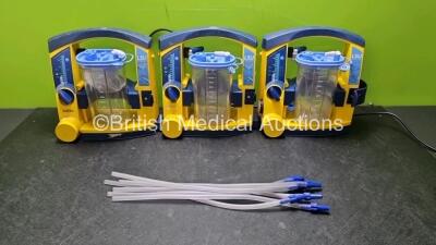 3 x LSU Laerdal Suction Units with 1 x Battery (All Power Up All with Damage to Casing - See Photos) with 3 x Suction Cups and Hoses