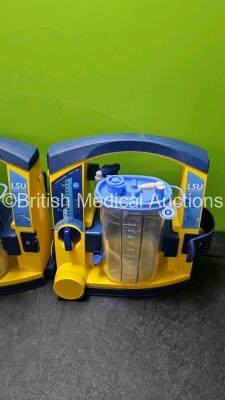 3 x LSU Laerdal Suction Units with 1 x Battery (All Power Up All with Damage to Casing - See Photos) with 3 x Suction Cups and Hoses - 4