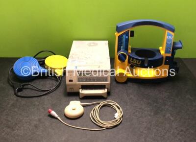 Mixed Lot Including 1 x Laerdal LSU Suction Unit with 1 x Battery (Powers Up) 1 x Diathermy / Electrosurgical Dual Footswitch, 1 x Sony UP-21MD Color Video Printer and 1 x Philips Toco+ Fetal Transducer