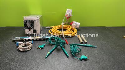 Mixed Lot Including 1 x Drager AC Evita 4 Fan Module *Spares and Repairs* 1 x Valleylab Force FX Generator Front Cover, 1 x SpO2 Connection Lead, 1 x Vacum Valve with Hose, and 3 x Diathermy Pens (1 Damaged-See Photo) *SN 8306520*