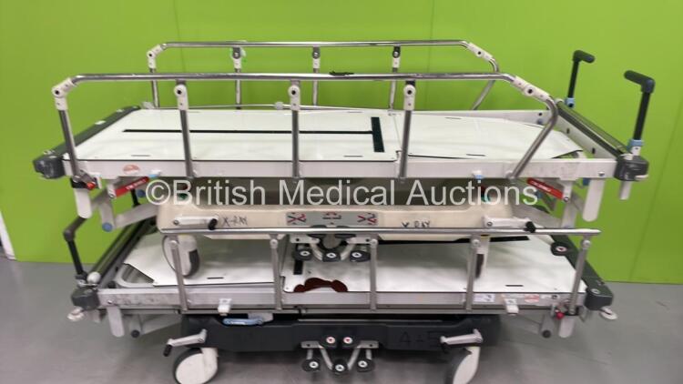 2 x Huntleigh Lifeguard Patient Trolleys (Hydraulics Tested Working)