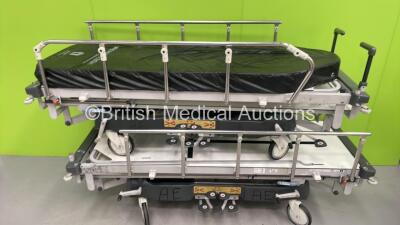 2 x Huntleigh Lifeguard Patient Trolleys with 1 x Mattress (Hydraulics Tested Working)