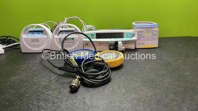 Mixed Lot Including 2 x Kendall SCD Express Pumps (Both Power Up) 1 x Zethon REF 101614 Footswitch, 1 x Fisher & Paykel MR850AEK Respiratory Humidifier Unit (Powers Up) 1 x Carefusion Alaris PK Pump (Hold Power with Blank Screen-See Photo) *SN V0719276, 