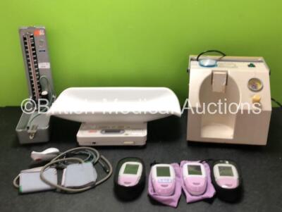 Mixed Lot Including 4 x Bedfont Smokerlyzer, 1 x BP Meter, 1 x Seca Baby Weighing Scales and 1 x Eschmann VP25 Suction Unit (Powers Up with Damaged Casing - See Photos)