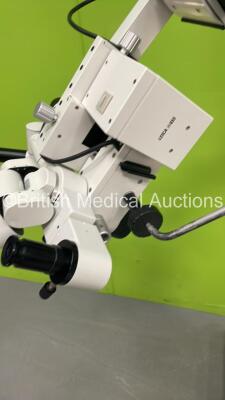 Leica M655 Surgical Microscope with Binoculars, Training Arm, 3 x 10x/21B Eyepieces and Leica f=250 Lens on Stand (Powers Up with Good Bulb) - 3