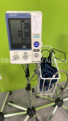 7 x Omron HEM-907 Digital Blood Pressure Monitors on Stands with Hoses and Cuffs ( All Power Up) *S/N 58000003AF / 20100400200AF / 20100100298AF / 20100400599AF / 20100400297AF / 20100100582AF / 20100200461AF* - 4