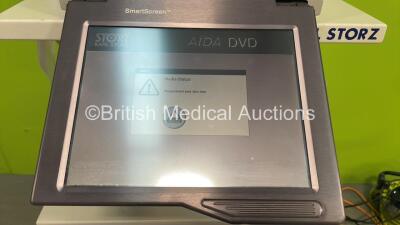 Karl Storz Stack Trolley with NDS Monitor, Storz SCB aida DVD 202040 20, Storz xenon nova 300 201340 20 Light Source, 1 x Storz SCB image 1 222000 20 Camera Unit with Storz S3 Image 1 22220030 Camera and HP Printer (All Power Up) *GF612375-P / CE618225-P - 6