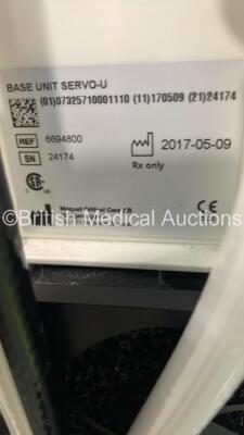 Maquet Servo U Ventilator System Ref 6694800 Version 4.4 Software Version 4.4.0.78 - Total Operating Time 46512 Hours - Total Ventilator Time 22352 Hours with Hoses and Expiratory Cassette (Powers Up) *S/N 24174* - 5